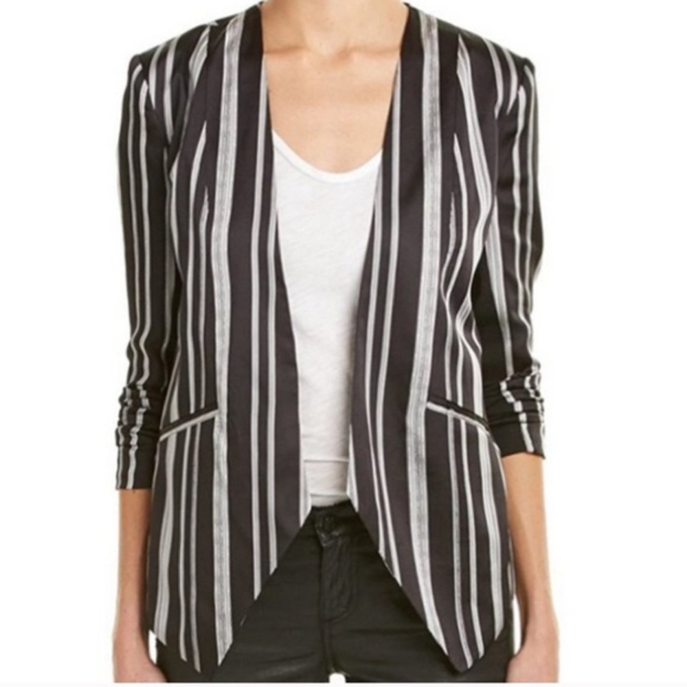 BCBGeneration Beetlejuice Inspired Black and White Vertical Striped Blazer